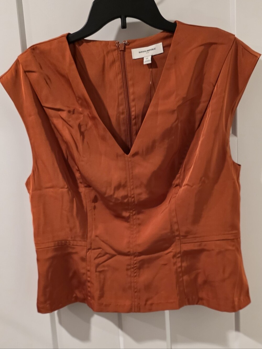 Banana Republic Burnt Orange V-Neck Sleeveless Blouse